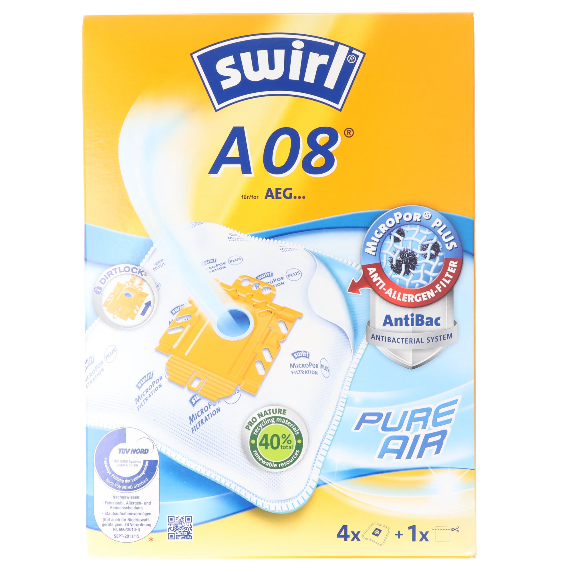Sac pour aspirateur Swirl A08 (A09) MicroPor Plus pour aspirateur AEG